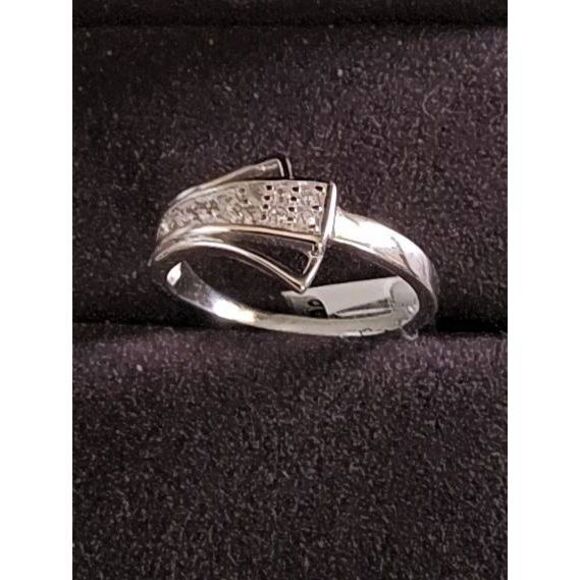 New~Beautiful Round Double Row Sim Diamond Wrap Around Ring Sz 8~925 SS~Sz 8 - Picture 2 of 3